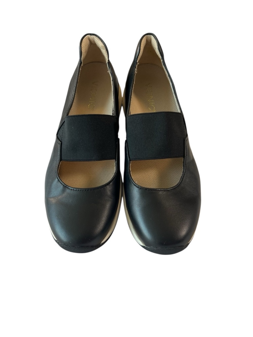 Vionic Cosmic Cadee Black Leather Mary Jane Slip-On Flats Size 7.5